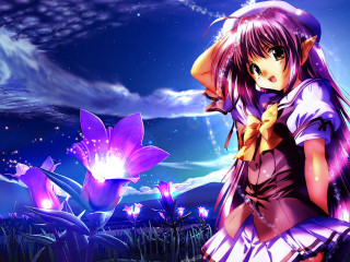 Purple dress girl flower anime - a purple dress free wallpaper for desktop
