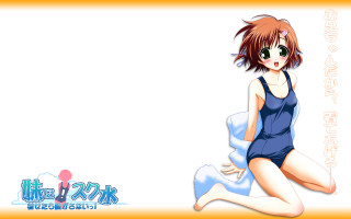 Girl blue dress sitting anime - a pillow free wallpaper