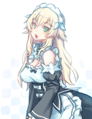 Anime girl blonde blue dress - darkness free wallpaper