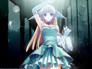 Girl dress knife forest moon - a girl in a dress holding free wallpaper