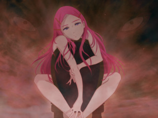 Pink haired girl bench dark - pink hair free wallpaper for desktop