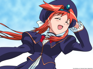Red haired woman kyoto uniform - a blue uniform free wallpaper