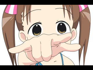 Cartoon girl pink bow hand - a hand gesture free wallpaper