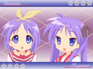 Hiiragi twins anime ponytails starry - purple hair free wallpaper for desktop