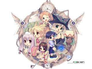 Anime clock mosaic chained girls - a mosaic free wallpaper for desktop