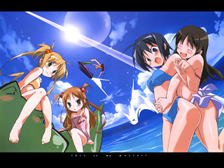 Anime girls beach sky plane - summer free wallpaper