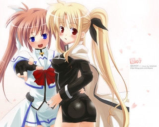 Two anime girls blonde blue - long blonde hair free wallpaper
