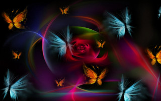 Colorful butterflies rose mystical wings - a colorful abstract painting free wallpaper for desktop