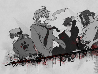 Anime gothic group blood wall - free halloween wallpaper