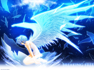 Angel wings fantasy anime night - above her head free wallpaper for desktop