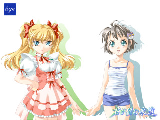 Anime girls holding hands dress - shirt free wallpaper