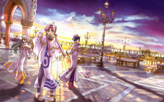 Sunset city two women bench - a couple of women free wallpaper