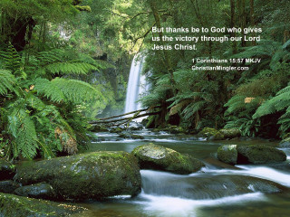 Waterfall bible verse victory lord - god free wallpaper for desktop