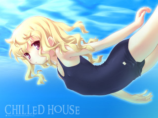 Floating girl water blonde swimsuit - a cartoon girl free wallpaper