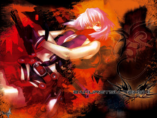 Woman red dress gun knife - free cyberpunk wallpaper