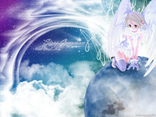 Girl angel wings clouds astronaut - above her head free wallpaper for desktop