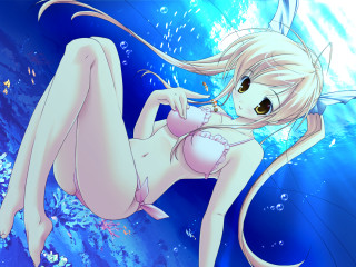 Underwater bikini fishtail anime blonde - underwater free wallpaper for desktop