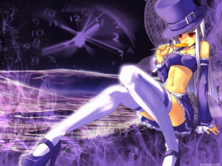 Purple hat rock clock anime - free cyberpunk wallpaper