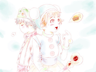 Two people food hamburger pastel - pastel free wallpaper