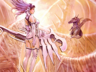 Woman white outfit knife dragon - a white outfit holding free wallpaper