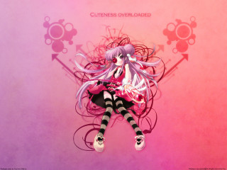 Girl longhair blackwhite stockings pinkbackground - an ambient occlusion free wallpaper