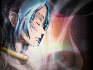 Blue hair glasses hotdog anime - a hot dog free wallpaper