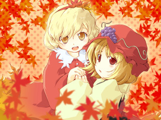 Anime girls autumn leaves blonde - one girl free wallpaper for desktop