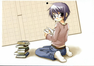 Girl books manga denim glasses - the floor next free wallpaper for desktop
