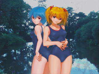 Anime girls swimsuits banana forest - a banana free wallpaper