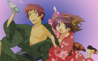Anime couple bottle water kimono - the other hand free wallpaper