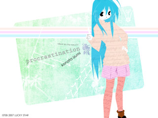 Blue haired girl postcard anime - plain background free wallpaper for desktop