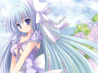 Anime girl blue hair white 2 - blue hair free wallpaper for desktop