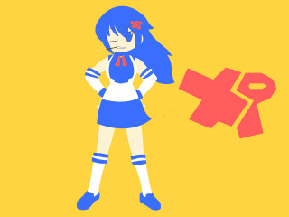 Cartoon girl blue hair red - a red ribbon free wallpaper