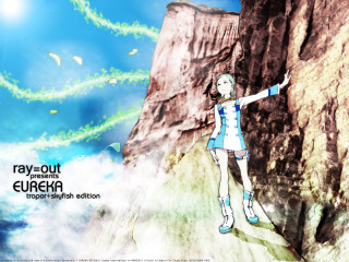 Aqua girl cliff bird sky - official art free wallpaper for desktop