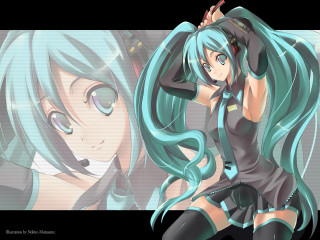 Blue haired girl anime hatsune 2 - a floor free wallpaper