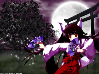 Woman kimono fan fullmoon purple - a woman in a kimono holding free wallpaper for desktop