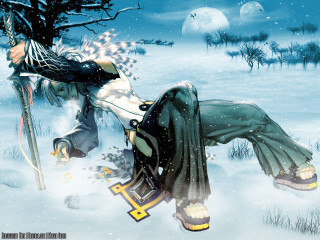 Woman snowboard fantasy anime moon - a snowboard free wallpaper