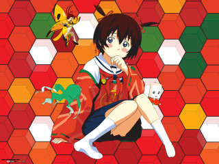 Girl cat dog floor portrait - a floor free wallpaper