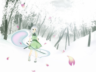Girl green dress snow butterflies - a green dress holding free wallpaper