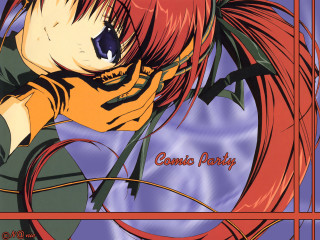 Anime redhair greenshirt purplebackground redframe - comic cover art free wallpaper