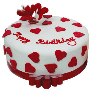Birthday cake hearts happy message - free happy birthday wallpaper for tablet