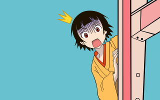 Peeking cartoon girl kimono surprised - his tongue free wallpaper