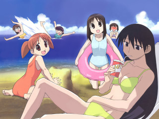 Beach girls lifepreserver anime bikini - a group of girls free wallpaper