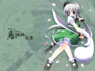 Konpaku youmu white hair green - a white cat free wallpaper