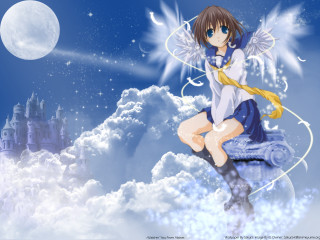Girl cloud castle moon anime - a cloud free wallpaper