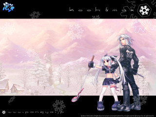 Anime couple snowy landscape cherryblossoms - a snowy landscape free wallpaper for desktop