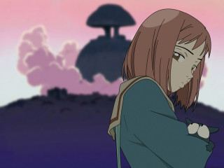 Woman backpack mushroom sky pink - a backpack free wallpaper