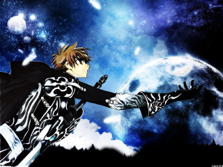 Gothic anime moon sword stars - outfit holding free wallpaper