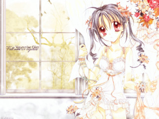 Girl dress window flowers anime - a girl in a dress free wallpaper