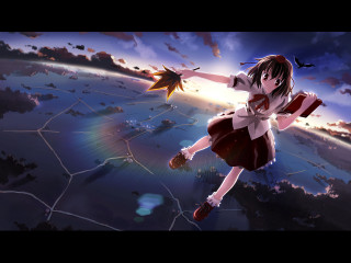 Girl star rainbow clouds explosions - explosion free wallpaper for desktop